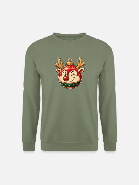 Fröhliches Rentier-Ornament - Unisex Pullover - Armeegrün