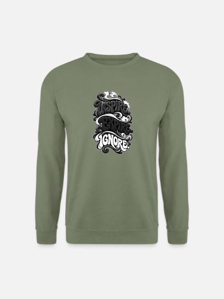 Einatmen. Sterben. Ignorieren. (Schwarz-weiß) - Unisex Pullover - Armeegrün