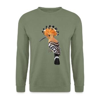 Wiedehopf Farbkrone Muster - Unisex Pullover - Armeegrün - Vorne - Alina (178cm) & Michal (187cm)