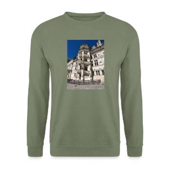 Treppe der Burg von Blois - Unisex Pullover - Armeegrün - Vorne - Alina (178cm) & Michal (187cm)