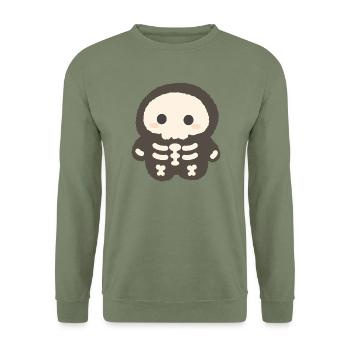 Kawaii-Skelettplüsch-Charme - Unisex Pullover - Armeegrün - Vorne - Alina (178cm) & Michal (187cm)