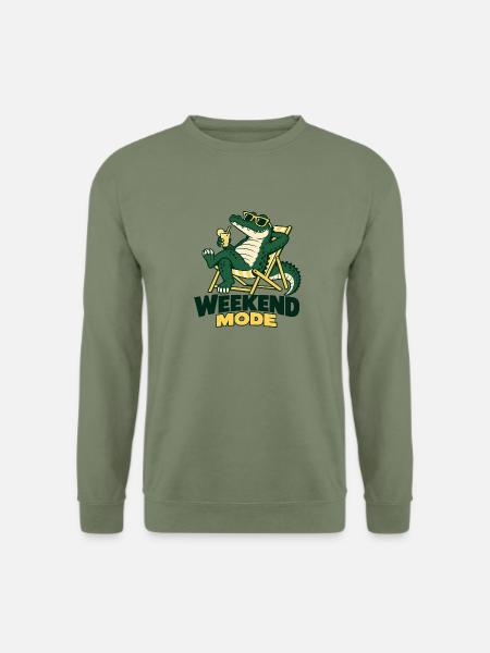 Alligator im Weekend Modus Strandlook - Unisex Pullover - Armeegrün