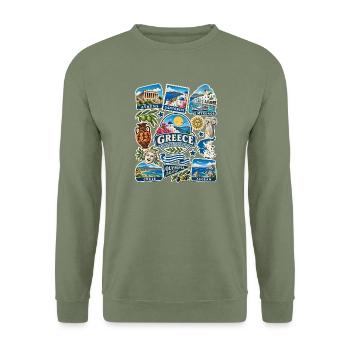Griechenland Reisesticker - Unisex Pullover - Armeegrün - Vorne - Alina (178cm) & Michal (187cm)
