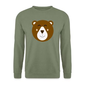Glückliches süßes Braunes Bärenbaby - Unisex Pullover - Armeegrün - Vorne - Alina (178cm) & Michal (187cm)