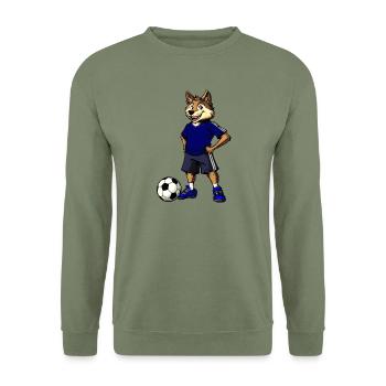 Fussball Wolf Blau - Unisex Pullover - Armeegrün - Vorne - Alina (178cm) & Michal (187cm)