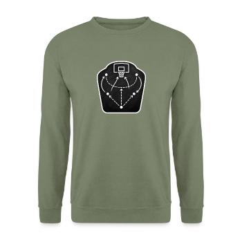 Basketball Taktik Tafel Coach Spielzug T-Shirt - Unisex Pullover - Armeegrün - Vorne - Alina (178cm) & Michal (187cm)
