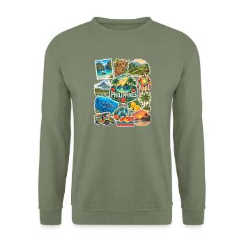Philippinen Reisesticker - Unisex Pullover - Armeegrün - Vorne - Alina (178cm) & Michal (187cm)