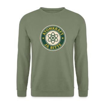Atomkraft Ja bitte Abzeichen Kernkraft - Unisex Pullover - Armeegrün - Vorne - Alina (178cm) & Michal (187cm)