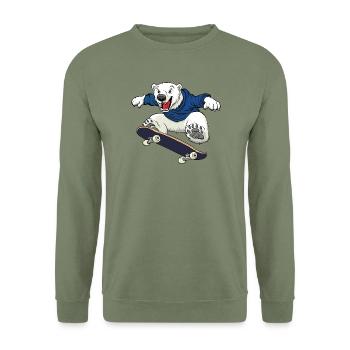 Eisbär Skater - Unisex Pullover - Armeegrün - Vorne - Alina (178cm) & Michal (187cm)