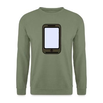 Smartphone - Unisex Pullover - Armeegrün - Vorne - Alina (178cm) & Michal (187cm)