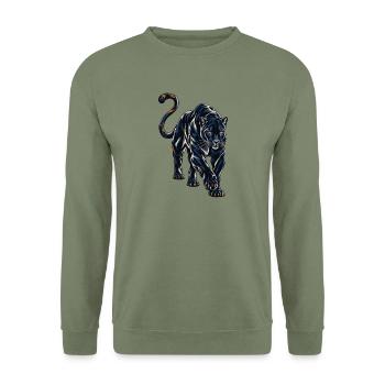 Schwarzer Panther - Unisex Pullover - Armeegrün - Vorne - Alina (178cm) & Michal (187cm)