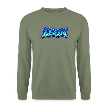LEON Graffiti Name Street Art Hip Hop 3D - Unisex Pullover - Armeegrün - Vorne - Alina (178cm) & Michal (187cm)