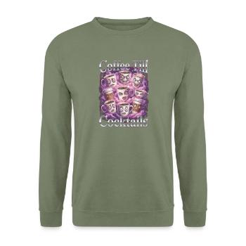 Coffee Till Cocktails Funny Cups - Unisex Pullover - Armeegrün - Vorne - Alina (178cm) & Michal (187cm)