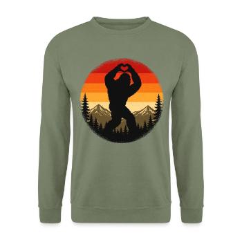 Bigfoot Herz - Unisex Pullover - Armeegrün - Vorne - Alina (178cm) & Michal (187cm)