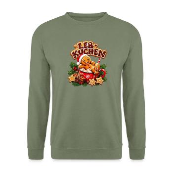 LEB-KUCHEN - Unisex Pullover - Armeegrün - Vorne - Alina (178cm) & Michal (187cm)