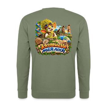 Wenuma Ich entwickle mich noch - Unisex Pullover - Armeegrün - Hinten - Michal (187cm)