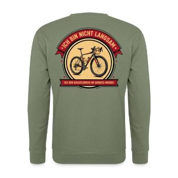 Ich bin Gravelbiker im Genuss-Modus - Unisex Pullover - Armeegrün - Hinten - Michal (187cm)