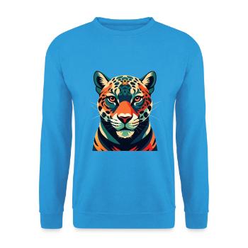 Léopard Personnage De Dessin Animé Animal De Compagnie Coloré - Sweat-shirt Unisexe - bleu mer - Devant - Alina (178cm) & Michal (187cm)
