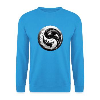 Yin and Yang Orca - Unisex Sweatshirt - sea blue - Front - Alina (178cm) & Michal (187cm)