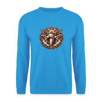 Jesus Christ Logo - Unisex Pullover - Meeresblau - Vorne - Alina (178cm) & Michal (187cm)