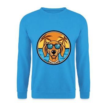 Jugoslawischer Windhund Hunderasse Cartoon Sonnenbrille Strand - Unisex Pullover - Meeresblau - Vorne - Alina (178cm) & Michal (187cm)