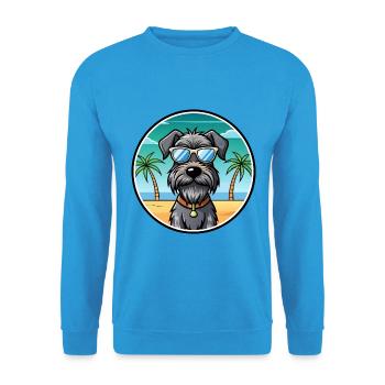 Chien d’arrêt allemand à poil dur race dessin animé plage - Sweat-shirt Unisexe - bleu mer - Devant - Alina (178cm) & Michal (187cm)
