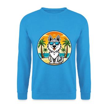 Lunettes de soleil de race de chien de berger des Carpates - Sweat-shirt Unisexe - bleu mer - Devant - Alina (178cm) & Michal (187cm)