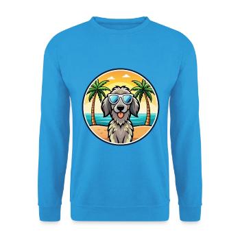 Deutsch Langhaar Vorstehhund Rasse Cartoon Strand - Unisex Pullover - Meeresblau - Vorne - Alina (178cm) & Michal (187cm)