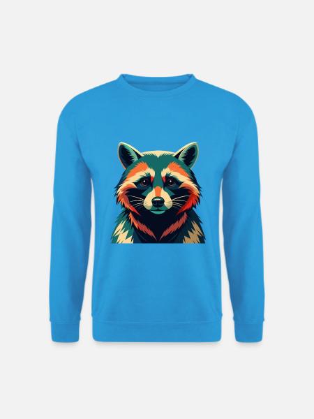 Waschbär Cartoon Figur Buntes Haustier Tier - Unisex Pullover - Meeresblau