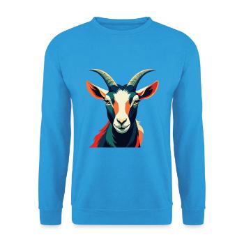 Ziege Cartoon Figur Buntes Haustier Tier - Unisex Pullover - Meeresblau - Vorne - Alina (178cm) & Michal (187cm)