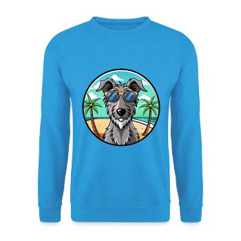 Scottish Deerhound Dog Breed Cartoon Sunglasses - Unisex Sweatshirt - sea blue - Front - Alina (178cm) & Michal (187cm)