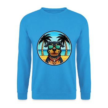 Rottweiler Dog Breed Cartoon Sunglasses Beach - Unisex Sweatshirt - sea blue - Front - Alina (178cm) & Michal (187cm)