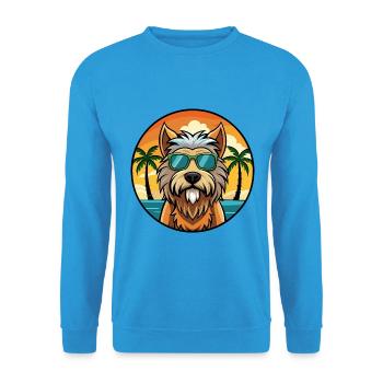 Briard Dog Breed Cartoon Sunglasses Beach - Unisex Sweatshirt - sea blue - Front - Alina (178cm) & Michal (187cm)