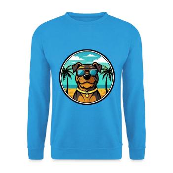 Rottweiler Dog Breed Cartoon Sunglasses Beach - Unisex Sweatshirt - sea blue - Front - Alina (178cm) & Michal (187cm)