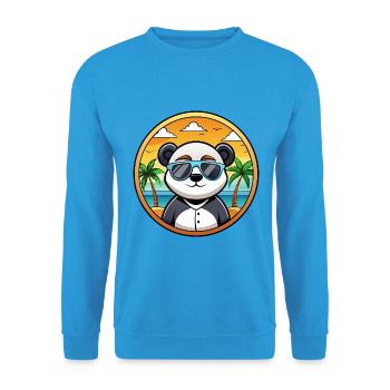 Panda Drôle Dessin Animé Plage D’été Lunettes De Soleil Cool - Sweat-shirt Unisexe - bleu mer - Devant - Alina (178cm) & Michal (187cm)