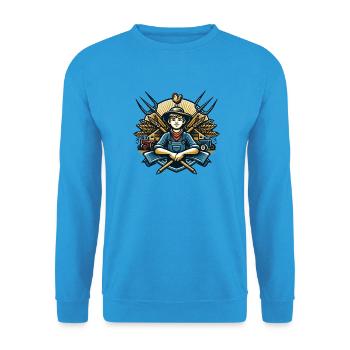 Boy from the village logo - Unisex Sweatshirt - sea blue - Front - Alina (178cm) & Michal (187cm)