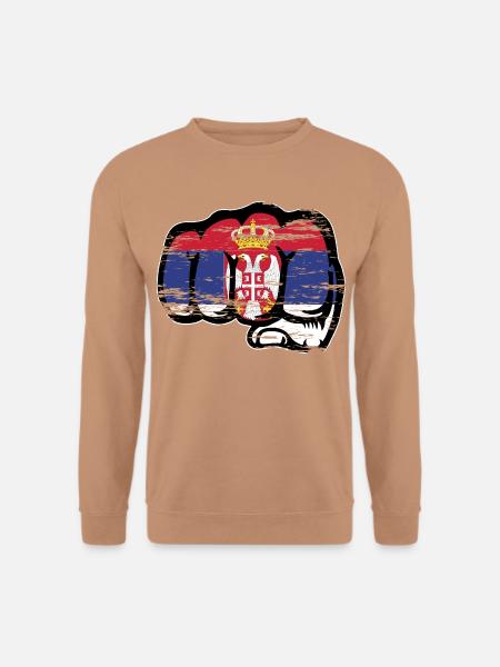 Serbien Flagge Faust Symbol used - Unisex Pullover - Mocca