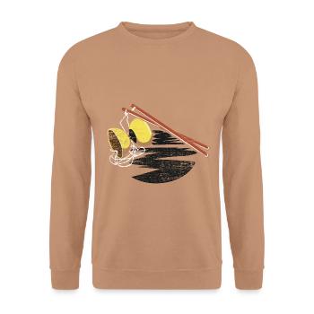 Furchtloser Diabolo Zirkusartist - Unisex Pullover - Mocca - Vorne - Alina (178cm) & Michal (187cm)