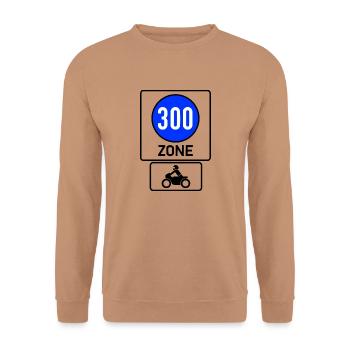 Mind. 300km/h Frei Motorrad Zone - Unisex Pullover - Mocca - Vorne - Alina (178cm) & Michal (187cm)