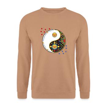 tao bunt - Unisex Pullover - Mocca - Vorne - Alina (178cm) & Michal (187cm)