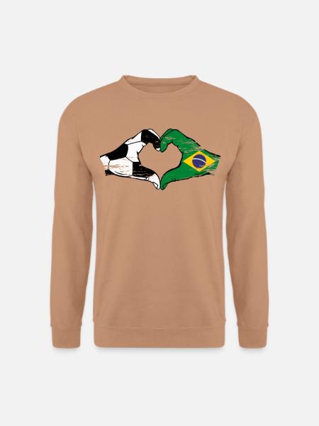 Brasilien Fussball Flagge Hände Herzform used - Unisex Pullover - Mocca