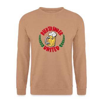 Biertrinker united - Unisex Pullover - Mocca - Vorne - Alina (178cm) & Michal (187cm)