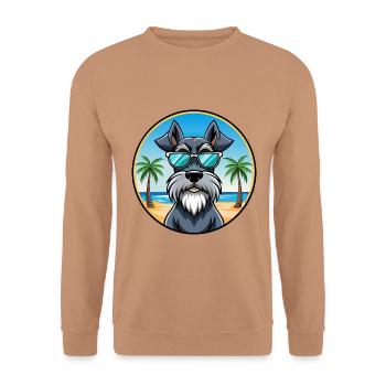 Riesenschnauzer Hunderasse Cartoon Sonnenbrille Strand - Unisex Pullover - Mocca - Vorne - Alina (178cm) & Michal (187cm)