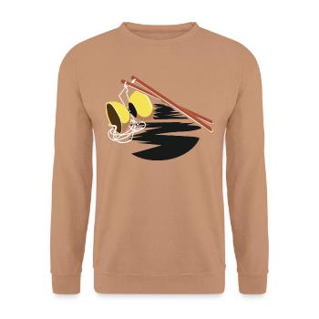 Schwungvoller Diabolo Jongleur - Unisex Pullover - Mocca - Vorne - Alina (178cm) & Michal (187cm)
