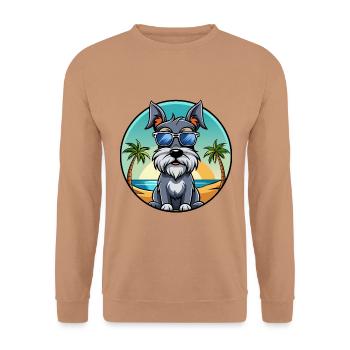 Standard Schnauzer Hunderasse Cartoon Sonnenbrille - Unisex Pullover - Mocca - Vorne - Alina (178cm) & Michal (187cm)