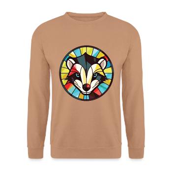 Stinktier bunte Aquarell Tier Haustier Illustration - Unisex Pullover - Mocca - Vorne - Alina (178cm) & Michal (187cm)