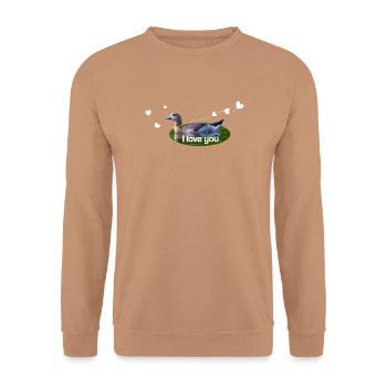 I love you - Unisex Pullover - Mocca - Vorne - Alina (178cm) & Michal (187cm)