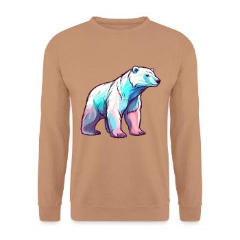 Eisbär Bunte Aquarell-Karikatur Kawaii Anim - Unisex Pullover - Mocca - Vorne - Alina (178cm) & Michal (187cm)