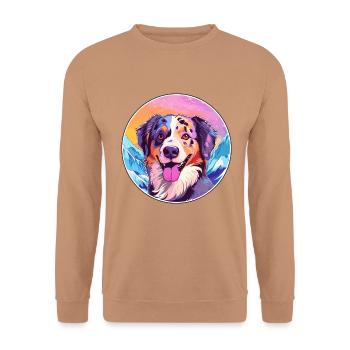 Alano Español Hunderasse Cartoon Kawaii Aquarell - Unisex Pullover - Mocca - Vorne - Alina (178cm) & Michal (187cm)