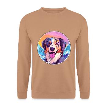 Alano Español Hunderasse Cartoon Kawaii Aquarell - Unisex Pullover - Mocca - Vorne - Alina (178cm) & Michal (187cm)